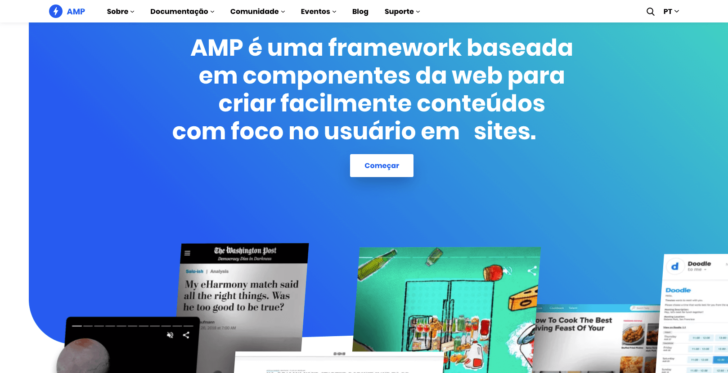 O site do projeto AMP fica em um domínio .dev