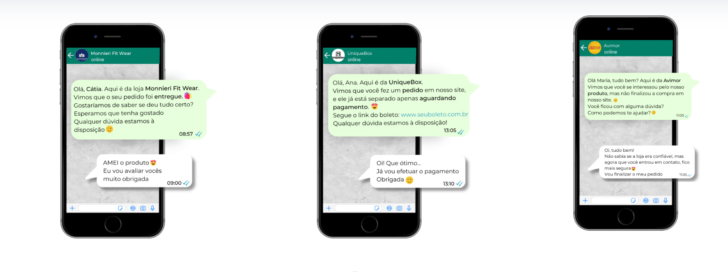 Exemplos de notificações disponíveis no E-vendas