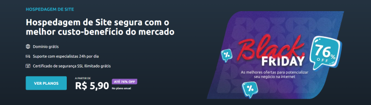 A Black Friday de hospedagem da Locaweb em 2024 está oferecendo planos com até 76% de desconto
