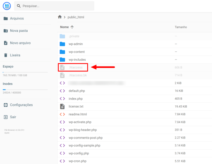 Gerenciador de arquivos no painel de controle da Hostinger