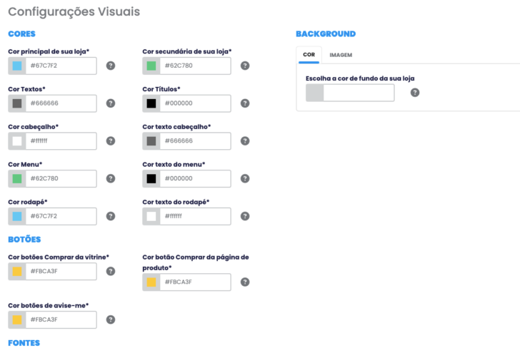 É possível customizar todas as cores e fontes pelo painel da DLoja Virtual