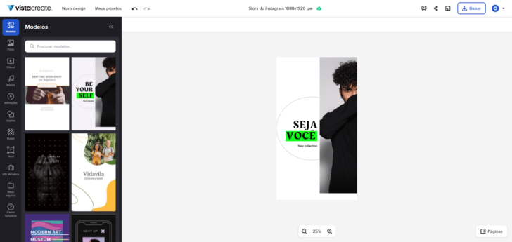 O Crello/Vista Create é uma ferramenta de design online que possui uma grande variedade de modelos para serem editados