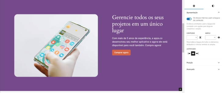 A adição de novas seções na landing page de vendas é bem fácil no sistema de blocos do WordPress