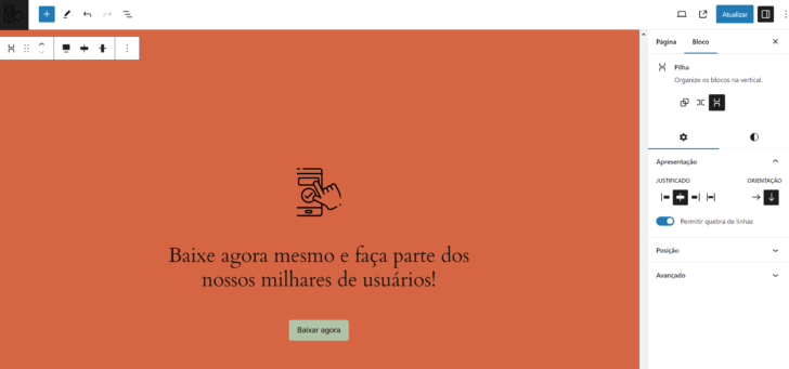 Chamada para ação (CTA) na base da página