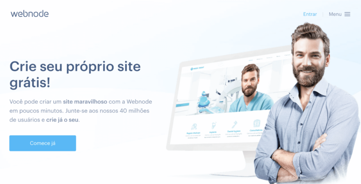 Captura de tela do site da Webnode