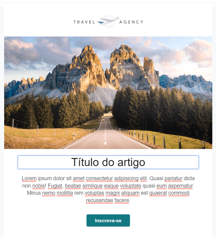 Template selecionado pronto para edição no Gmail Profissional