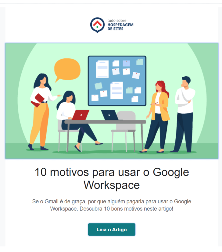 Template editado e pronto para envio no Gmail Profissional