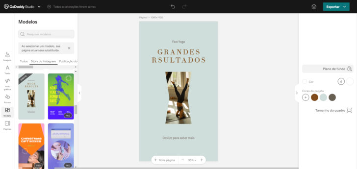 O GoDaddy Studio é a plataforma de criação de layouts da GoDaddy