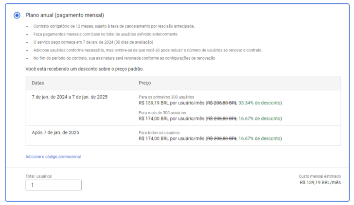 A opção Plano anual é mais barata, mas seu cancelamento antecipado pode gerar uma cobrança extra
