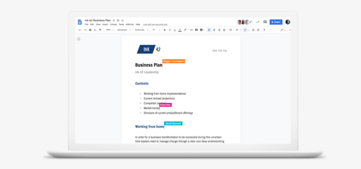 A colaboração em tempo real permite que várias pessoas trabalhem em um mesmo arquivo - Fonte: Google Workspace