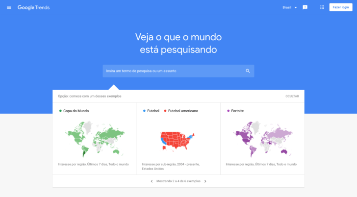 O Google Trends pode ser uma ótima ferramenta para ter ideias e escolher um domínio para loja virtual