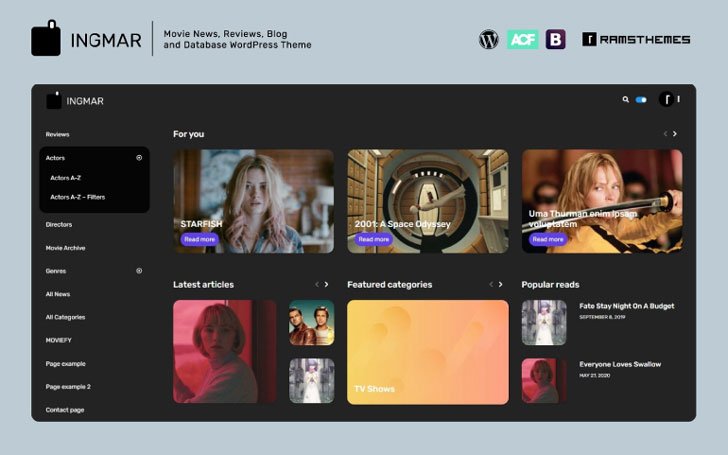 INGMAR - Movie News, Reviews, Blog and Database WordPress Theme