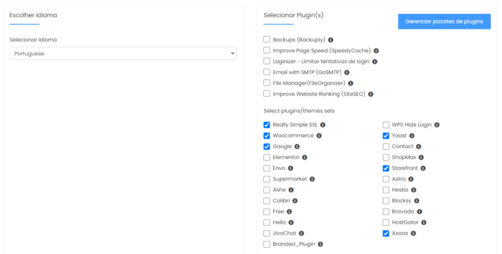 Plugins selecionados para instalação em conjunto com o WordPress para a loja virtual WooCommerce