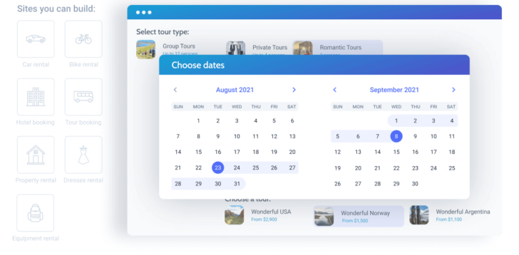 Diversos tipos de reserva online podem ser feitas com o JetBooking (imagem: Crocoblock)