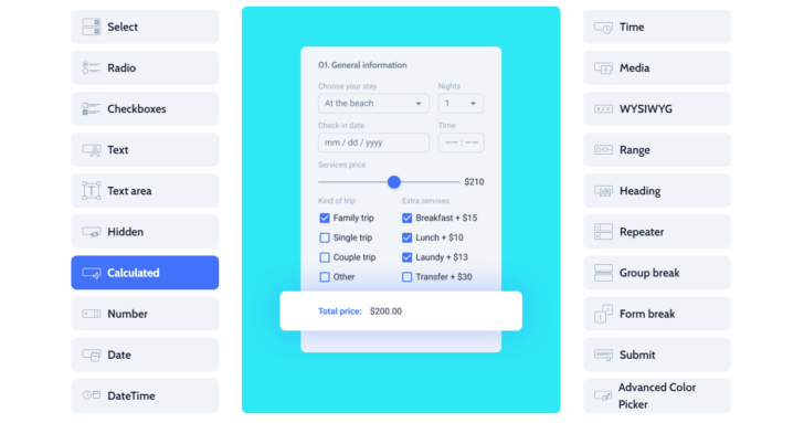 Diversos campos de formulário estão disponíveis no JetFormBuilder (imagem: Crocoblock)