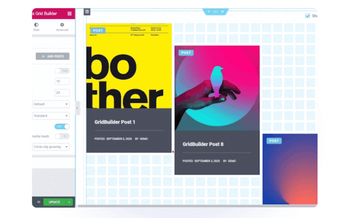 O JetGridBuilder é fácil de operar e permite a criação de layouts complexos (imagem: Crocoblock)