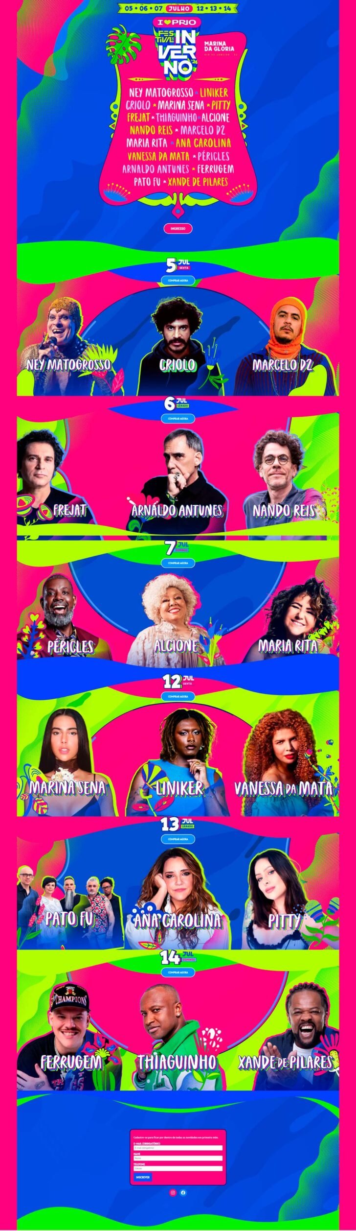 Landing page de vendas de festival de música