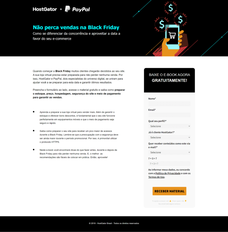 Landing page para download de e-book