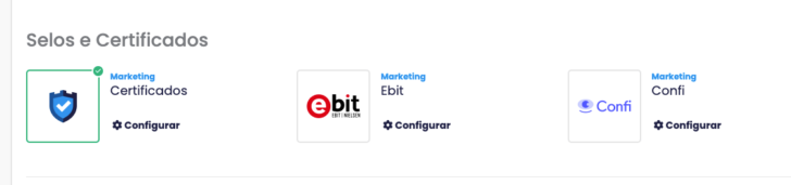 Selos e certificados disponíveis