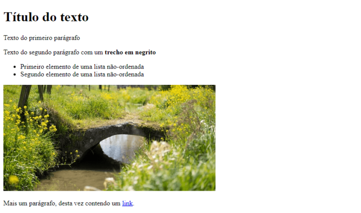 O HTML do exemplo anterior deve exibir uma página como essa ao ser lida pelo navegador