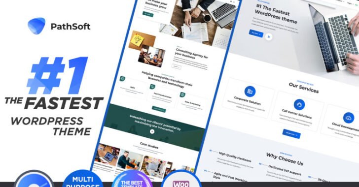 PathSoft tema WordPress para software veloz e alinhado com as tendências de web design