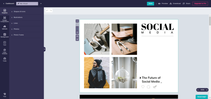 A ferramenta de design online Piktochart se destaca pela criação de infográficos e apresentações