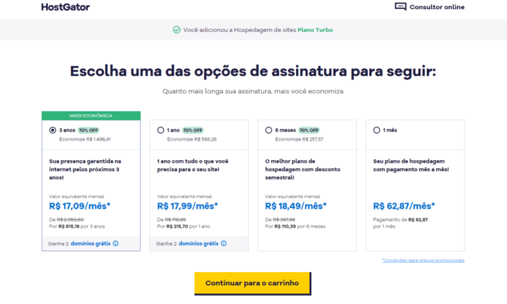 Ciclos de pagamento do plano Turbo