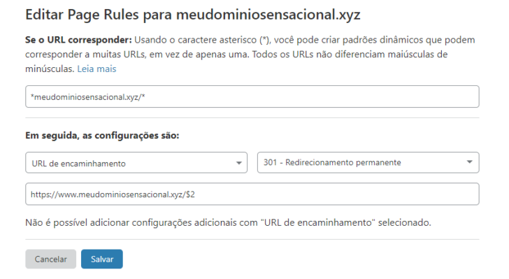 Exemplo de redirecionamento para o mesmo domínio, com o objetivo de forçar o carregamento das páginas usando HTTPS