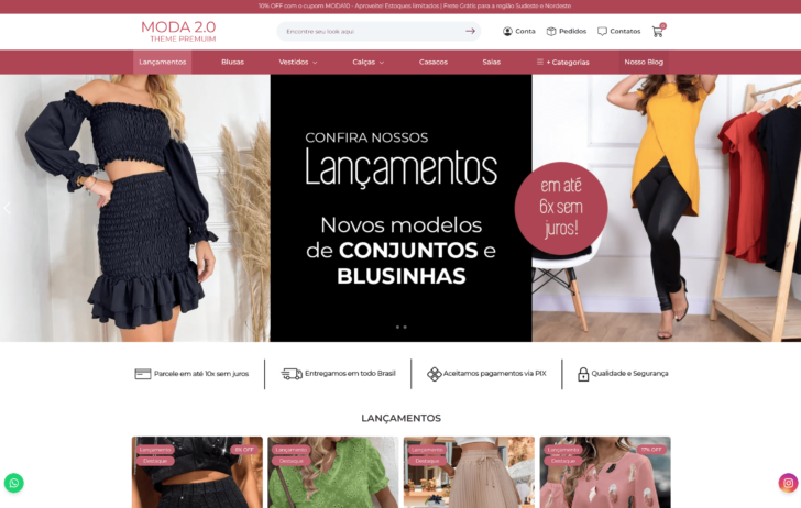 Exemplo de tema premium para loja virtual da Tray