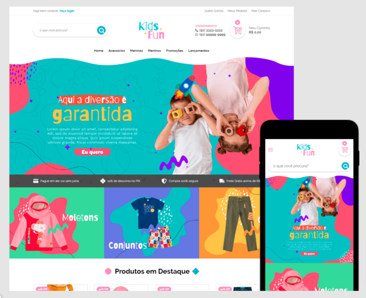 Tema infantil disponível na DLoja Virtual