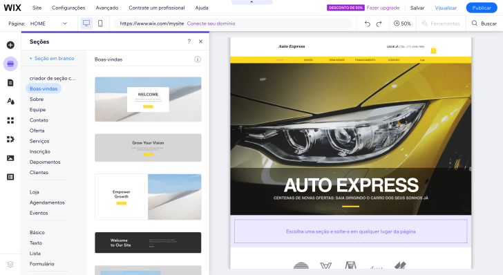 Editor de site Wix