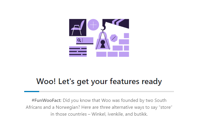 Progresso de configuração do WooCommerce