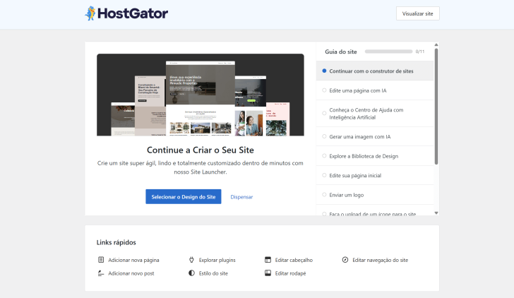 Assistente de edição do site com IA da HostGator no painel do WordPress