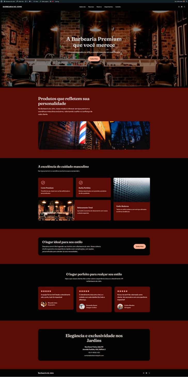 Versão inicial do site montado pela IA
