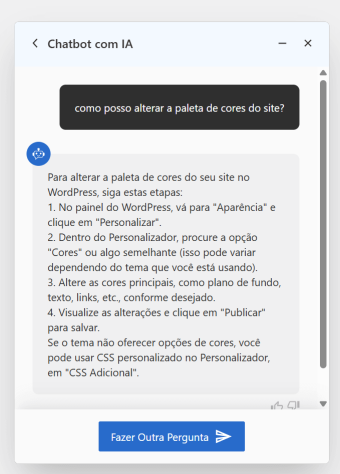 Chatbot com IA no painel do WordPress